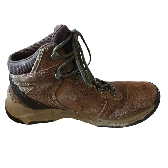 Merrell Men Erie Mid Waterproof Hiking Boots Size 9.5 Brown Suede Earth J033689