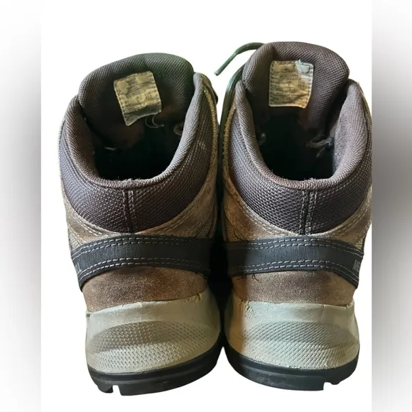 Merrell Men Erie Mid Waterproof Hiking Boots Size 9.5 Brown Suede Earth J033689