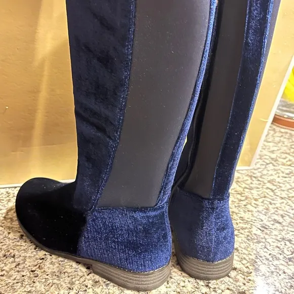 Michael Kors Emma Lily velour boots new navy blue Youth Girls Size 1