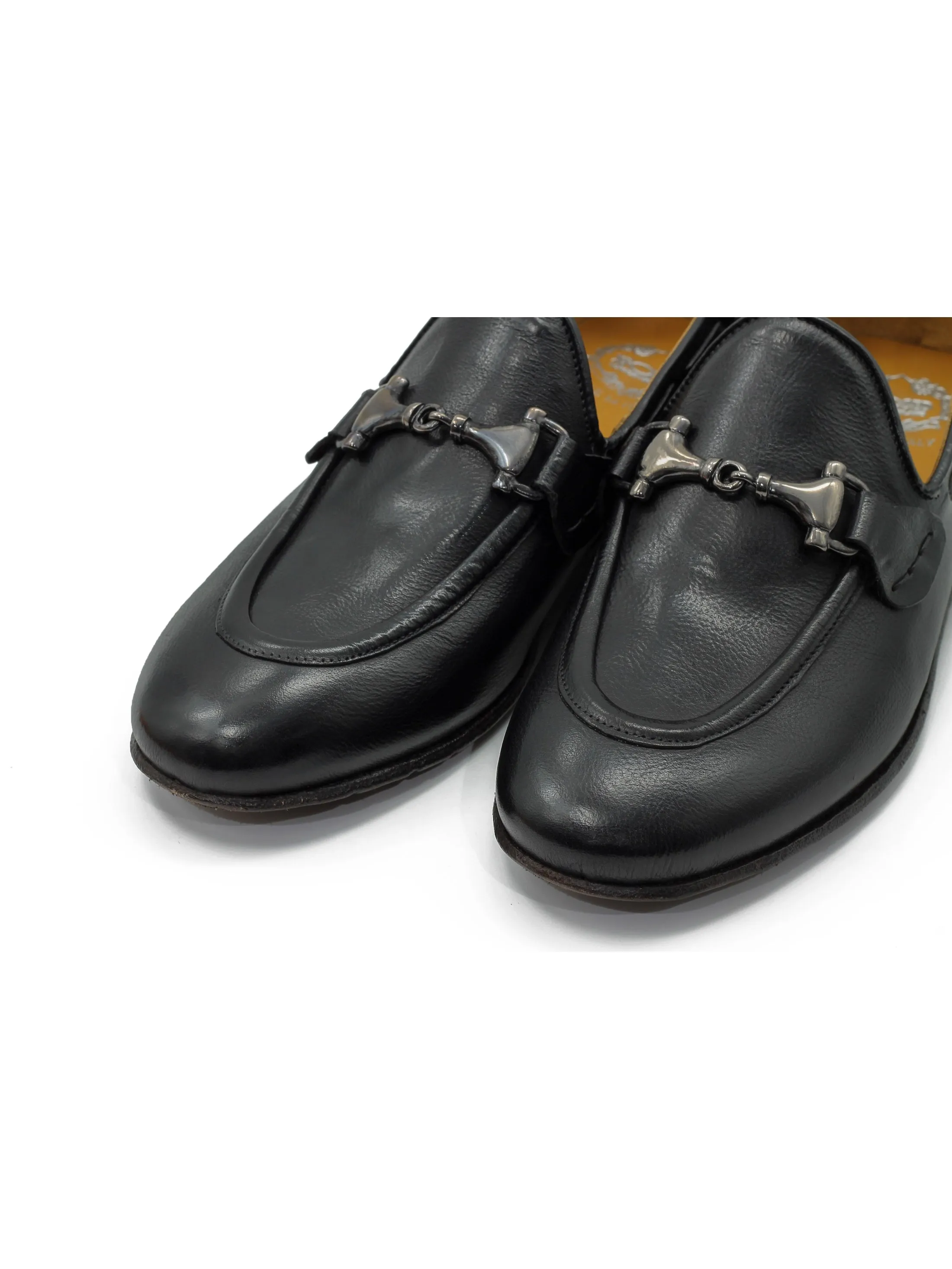 NAPLES 02 - ITALIAN LEATHER SNAFFLE BIT LOAFER IN BLACK