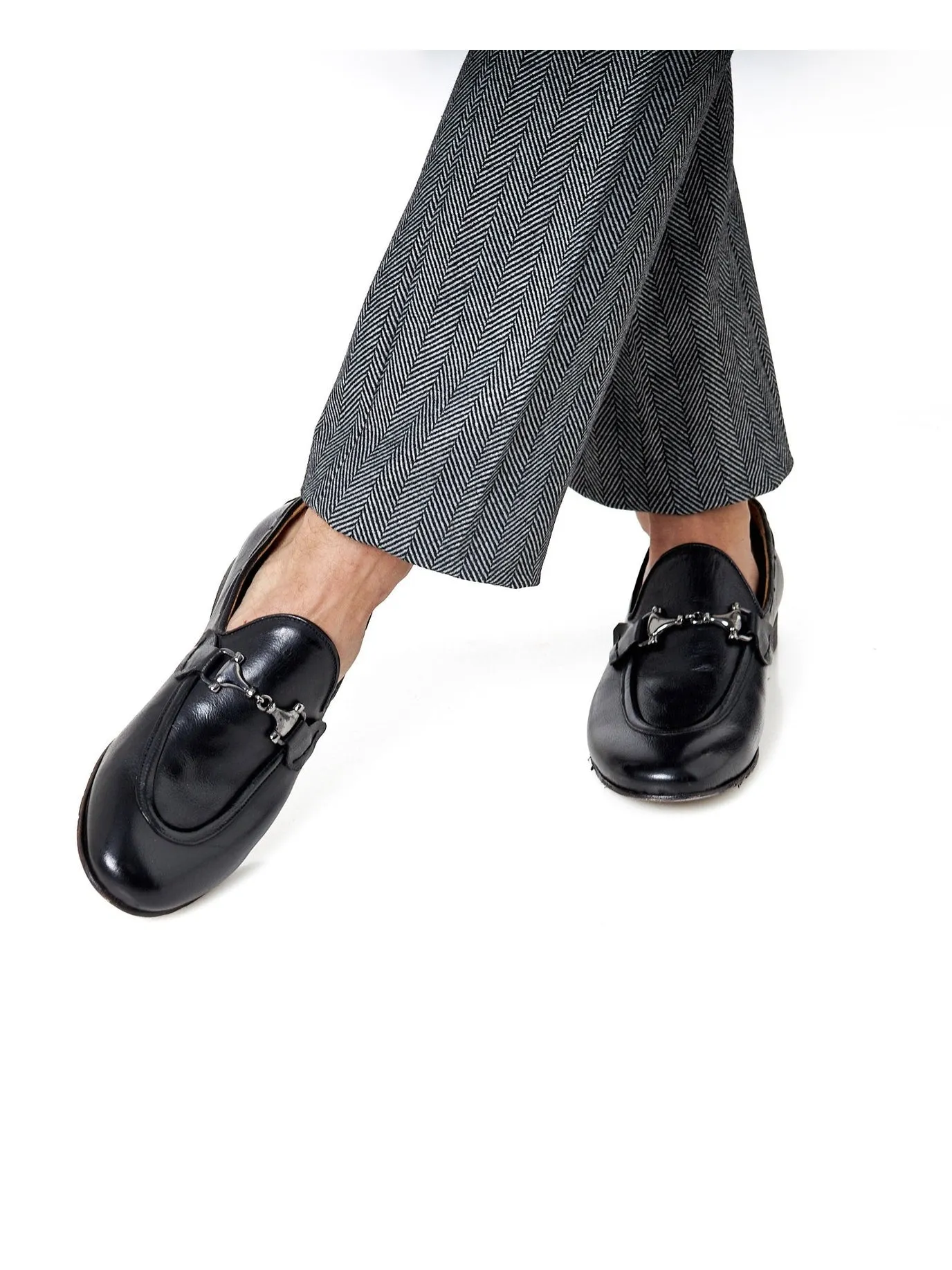 NAPLES 02 - ITALIAN LEATHER SNAFFLE BIT LOAFER IN BLACK