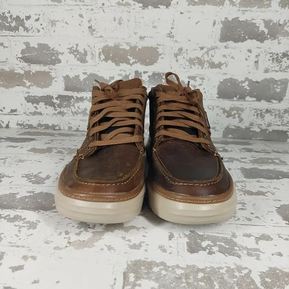 New SKECHERS Moreno Alago Classic Fit Air CooledBrown Chukka Leather Boots  O598