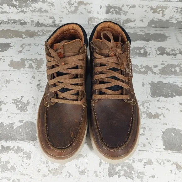 New SKECHERS Moreno Alago Classic Fit Air CooledBrown Chukka Leather Boots  O598