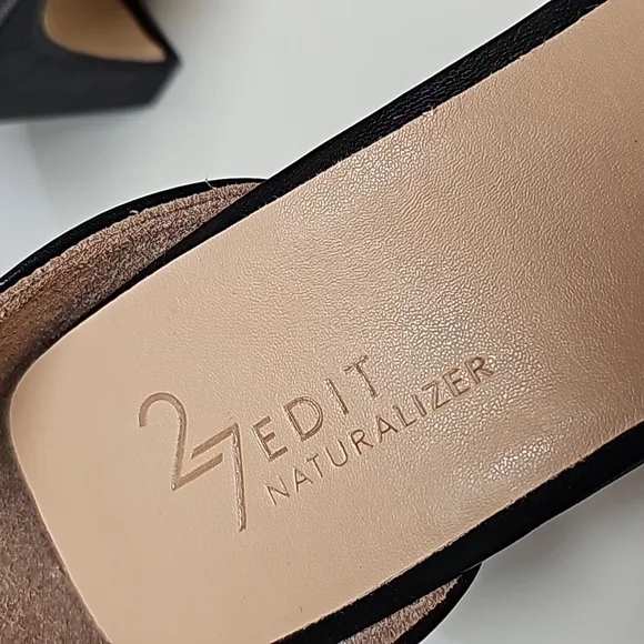 NWOT 27 Edit Naturalizer Iriss Heel Sandal Ankle Strap Square Leather Black 7