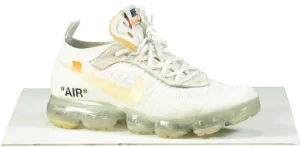 Off-White x Nike White Knit Fabric and Suede Air Vapor Max Trainers UK 7
