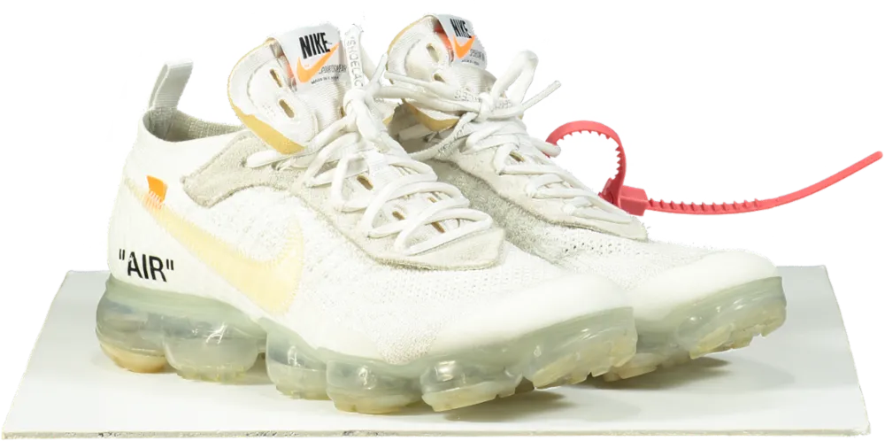 Off-White x Nike White Knit Fabric and Suede Air Vapor Max Trainers UK 7