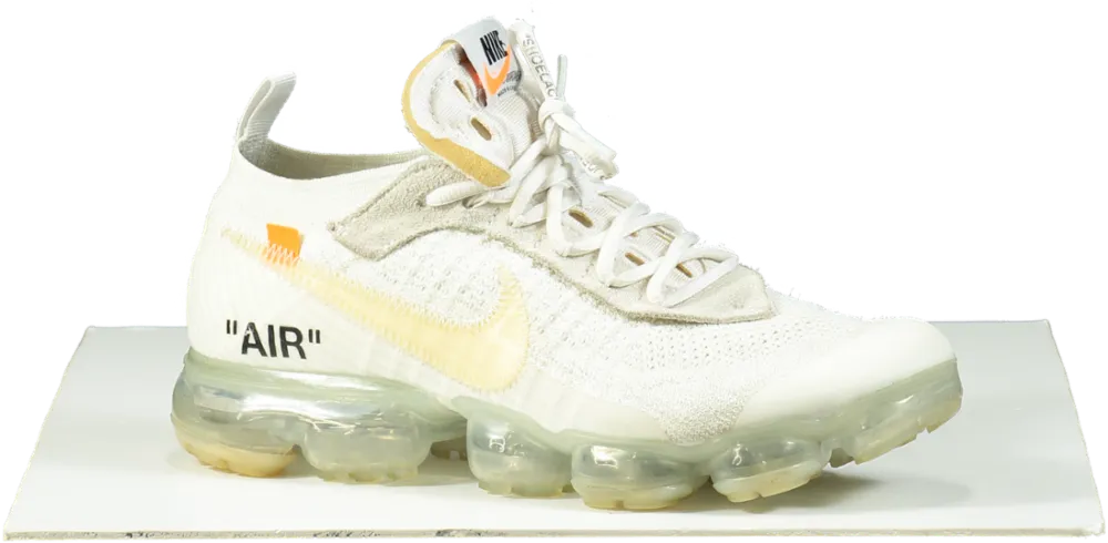 Off-White x Nike White Knit Fabric and Suede Air Vapor Max Trainers UK 7