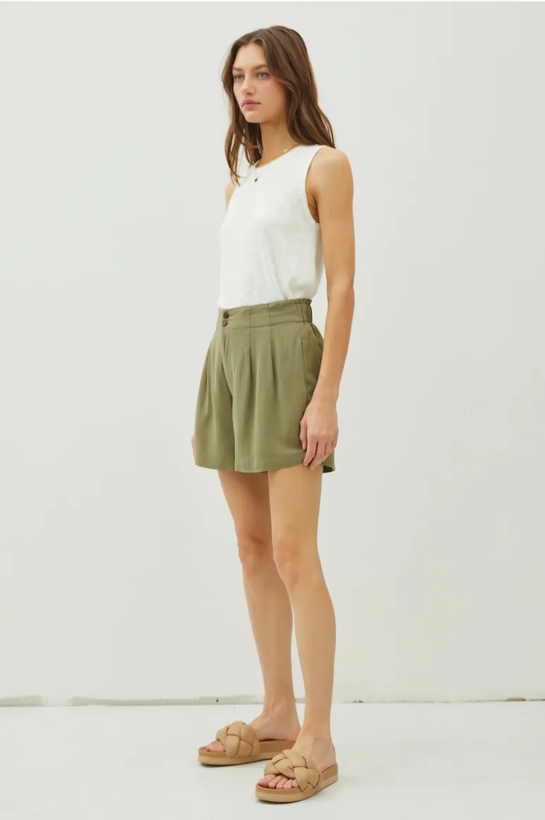 Olive Linen Shorts