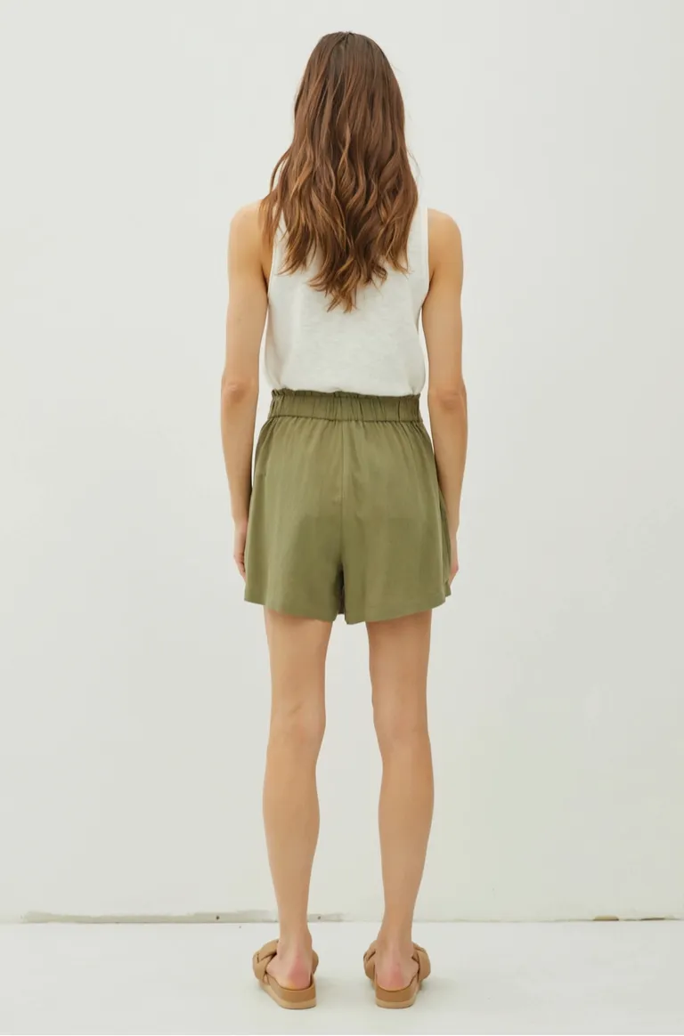 Olive Linen Shorts