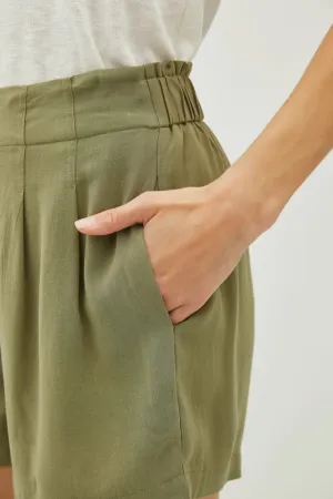 Olive Linen Shorts