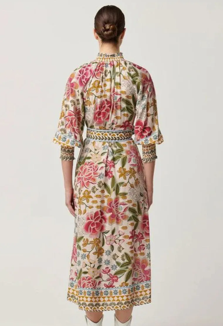 Once Was - Carmen Viscose Linen Maxi Dress - Azalea Fields