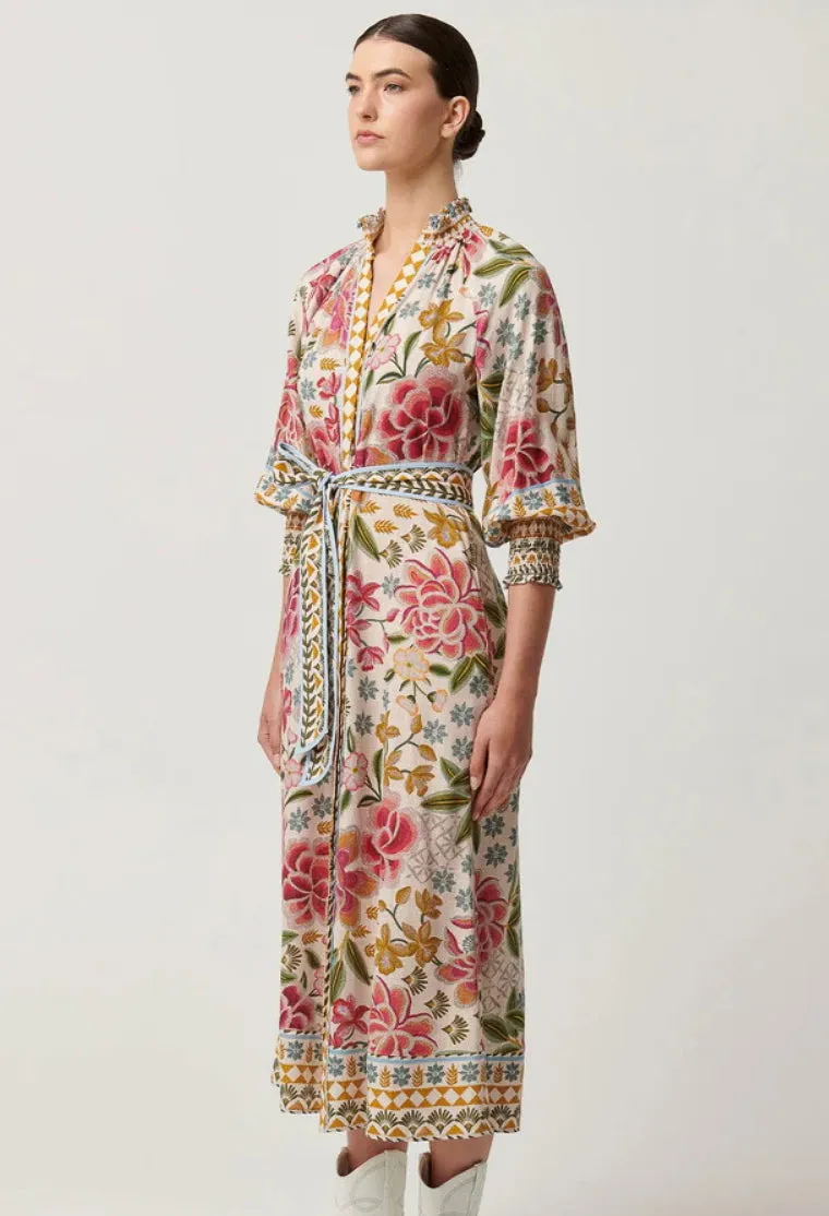 Once Was - Carmen Viscose Linen Maxi Dress - Azalea Fields