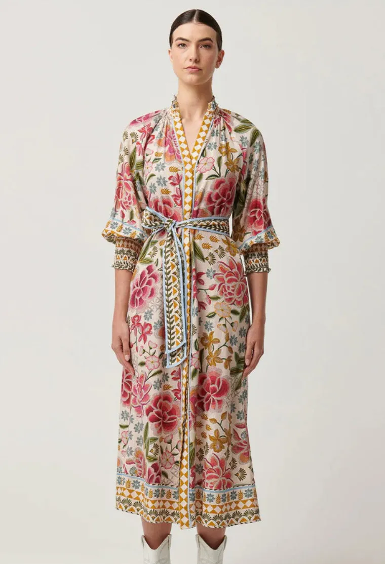 Once Was - Carmen Viscose Linen Maxi Dress - Azalea Fields
