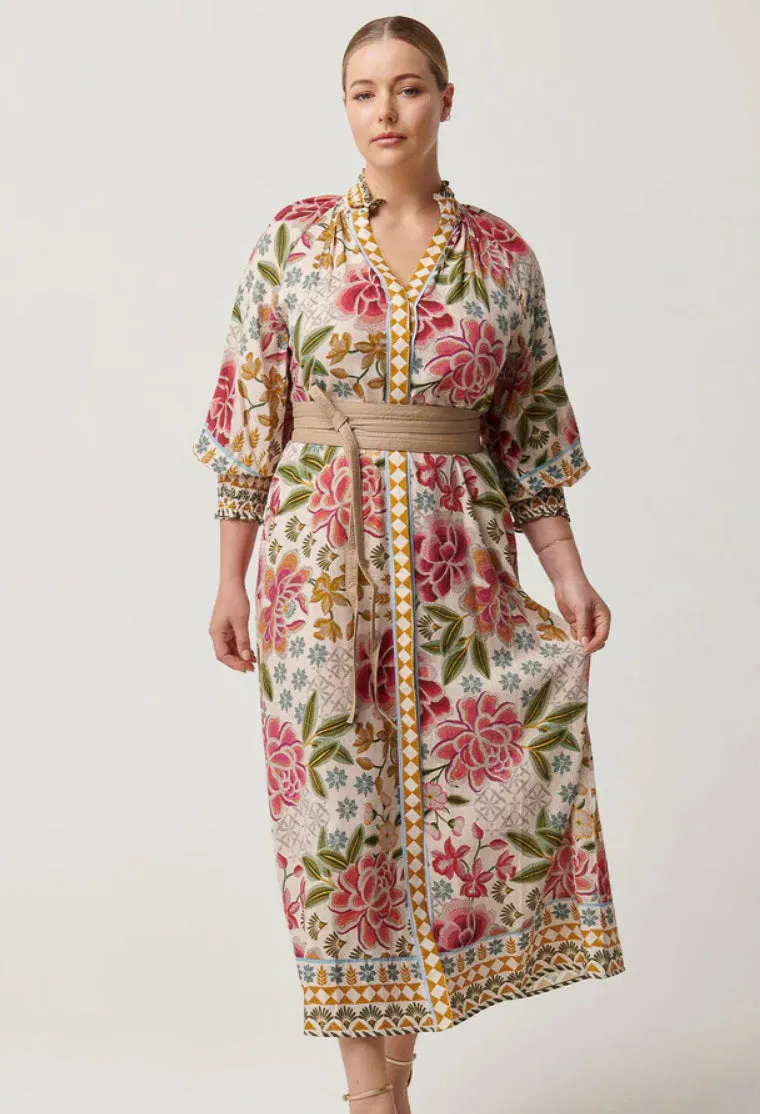 Once Was - Carmen Viscose Linen Maxi Dress - Azalea Fields