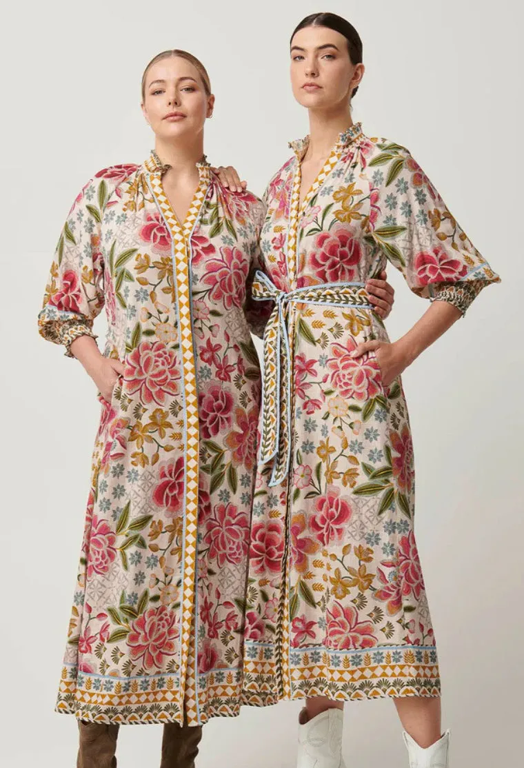 Once Was - Carmen Viscose Linen Maxi Dress - Azalea Fields