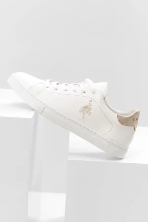 O.OASIS - Sneakers blanches  en cuir broderie danseuse