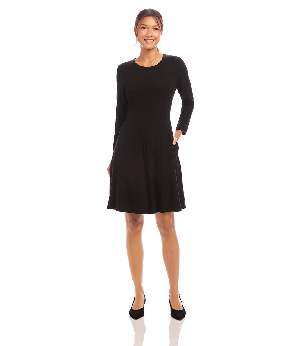 Petite Size 3/4 Sleeve Fit & Flare Dress