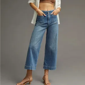 Pilcro Anthropologie The Skipper High-Rise Crop Wide-Leg Jean Size 28