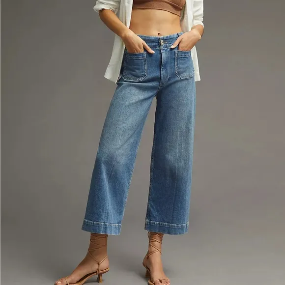 Pilcro Anthropologie The Skipper High-Rise Crop Wide-Leg Jean Size 28