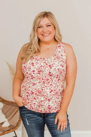 Pleasant Poppy Floral Tank- Ivory