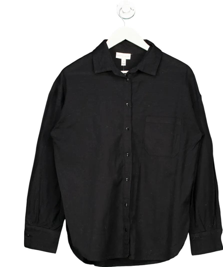 PRETTY LAVISH Black Emery Boxy Shirt UK XS