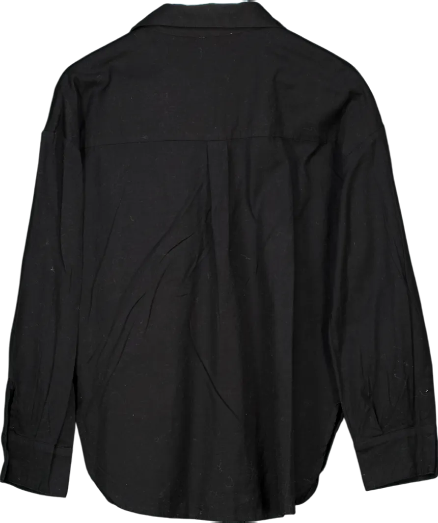 PRETTY LAVISH Black Emery Boxy Shirt UK XS