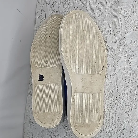 Rachel Zoe Brendan blue calf hair slip on flats loafers blue black sz 8.5