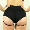Rarr Mid Brazil Scrunchie Bum Garter Shorts - Matte Black