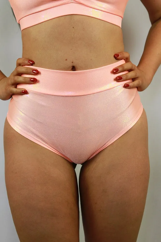 Rarr Mid Waisted Brazil Scrunchie Bum Shorts - Purple Sparkle