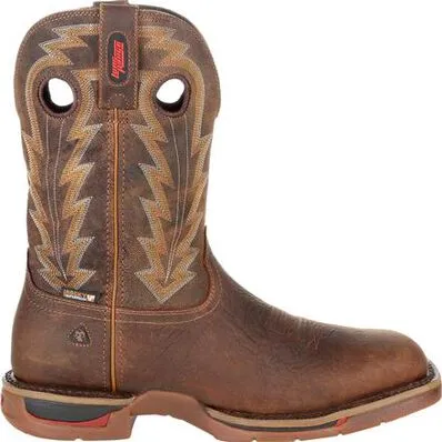 Rocky Men's Long Range 11" Square Toe WP Western Boot -Brown- RKW0278