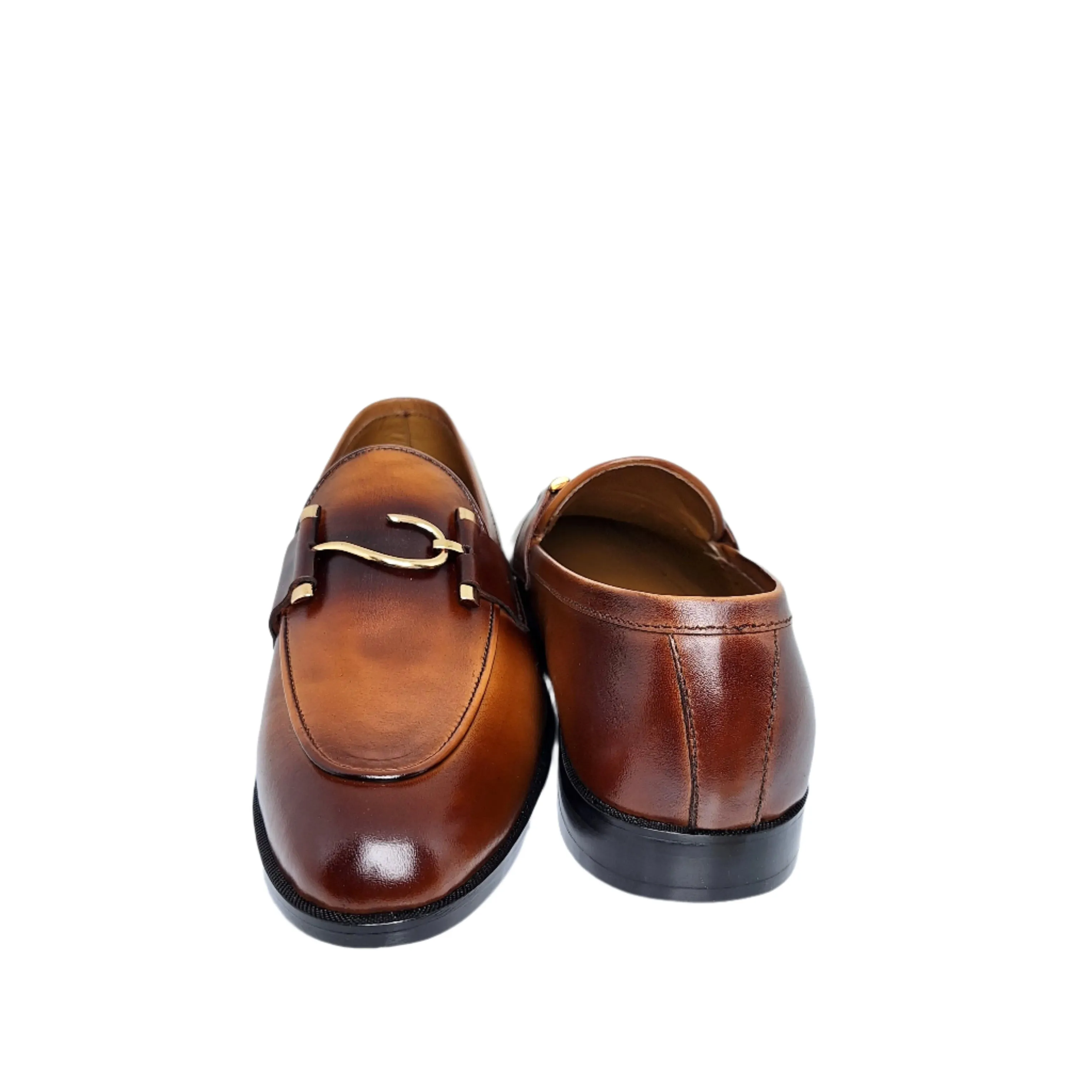 S Buckle Dual Tone Leather Loafers