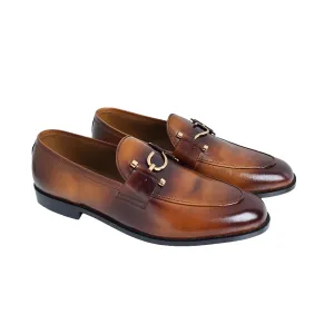 S Buckle Dual Tone Leather Loafers
