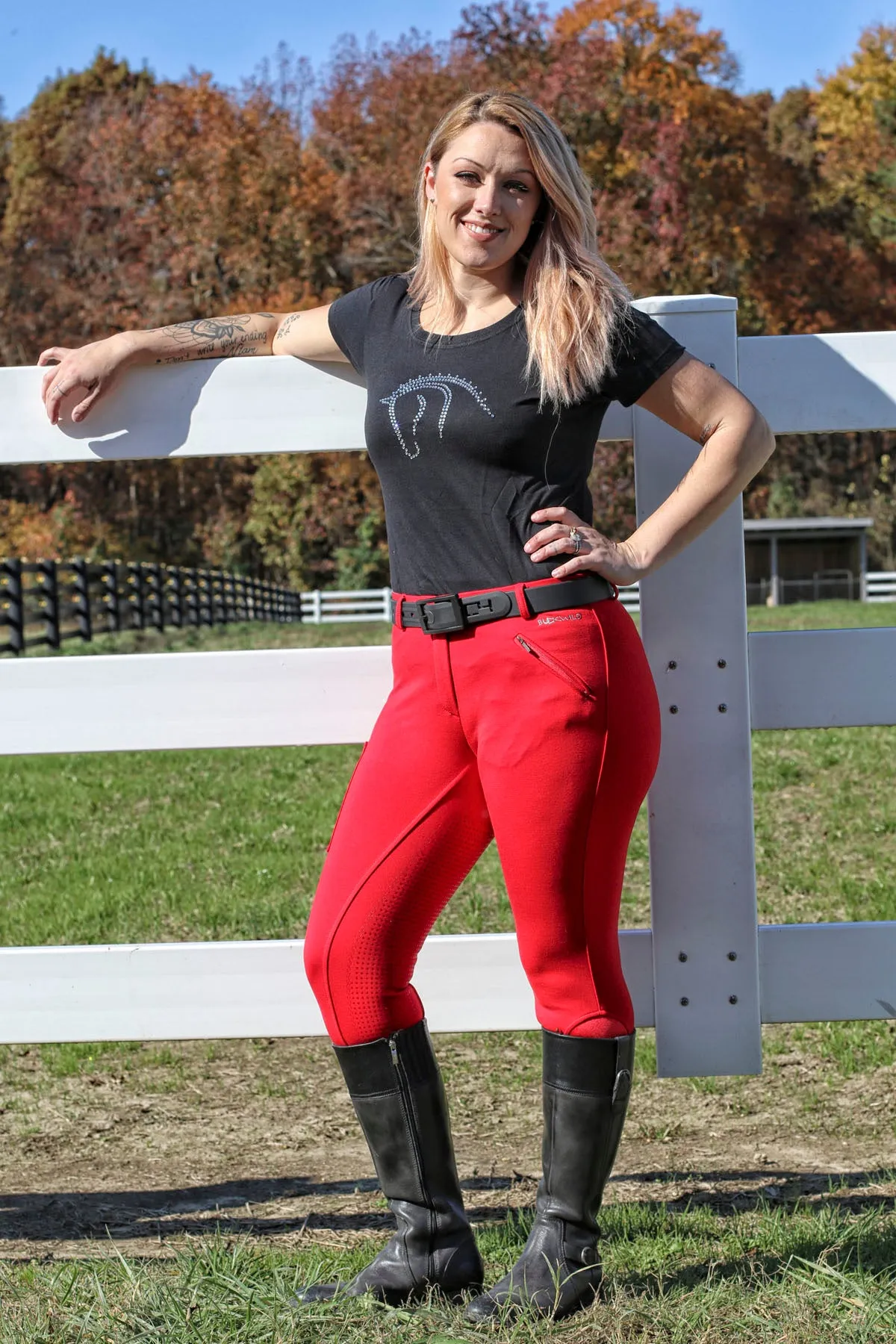 Signature Mid-Waist Winter Breech | Red   Red | Side Phone Pocket