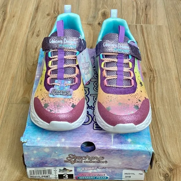 Skechers Little Girls S-Lights: Unicorn Dreams Stay-Put Casual Sneakers Sz 3