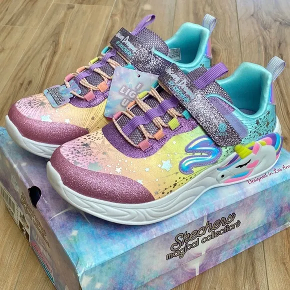 Skechers Little Girls S-Lights: Unicorn Dreams Stay-Put Casual Sneakers Sz 3