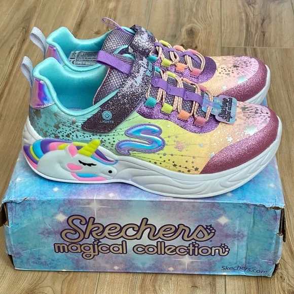 Skechers Little Girls S-Lights: Unicorn Dreams Stay-Put Casual Sneakers Sz 3