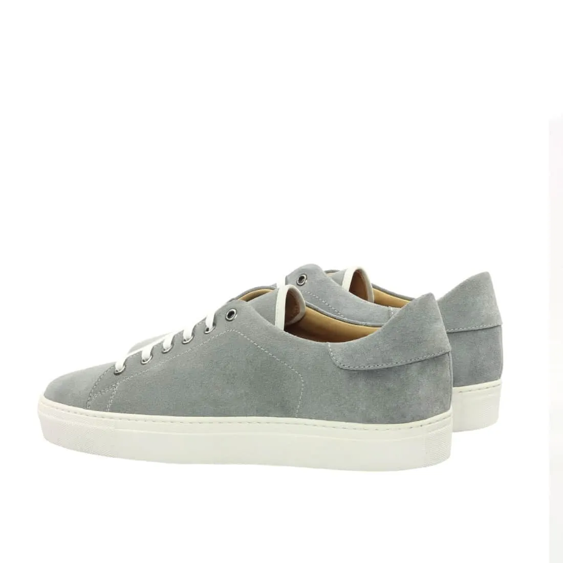 Sneakers Jersey en daim gris clair - Semelles Blanches