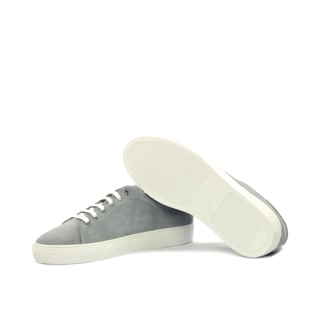 Sneakers Jersey en daim gris clair - Semelles Blanches