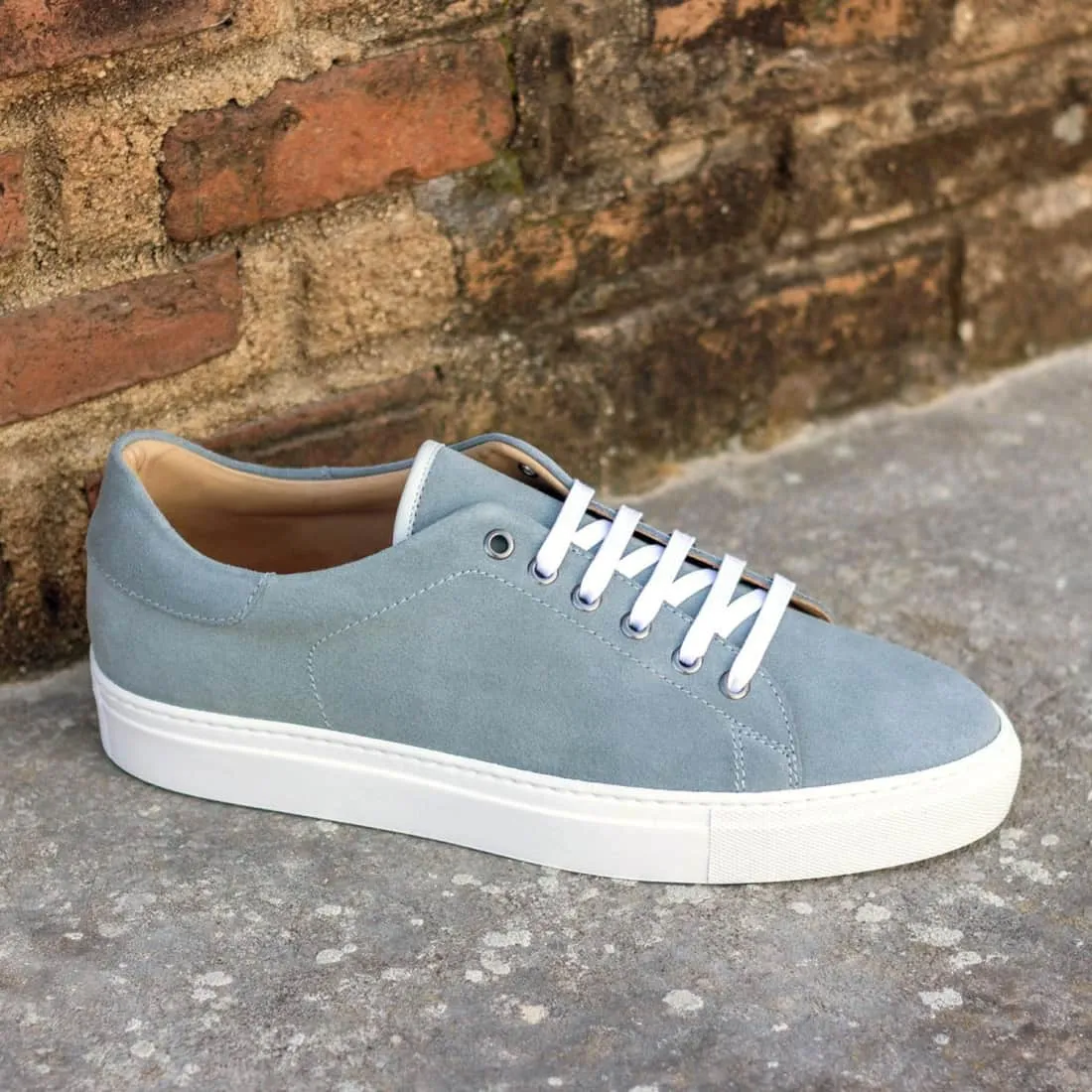 Sneakers Jersey en daim gris clair - Semelles Blanches