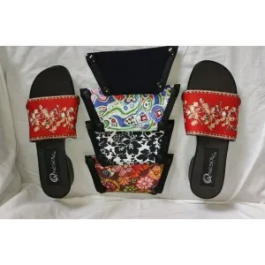 Sz 7 NEW ONESOLE Interchangeable Black Stretchy Shoes Slip On Sandals   Toppers