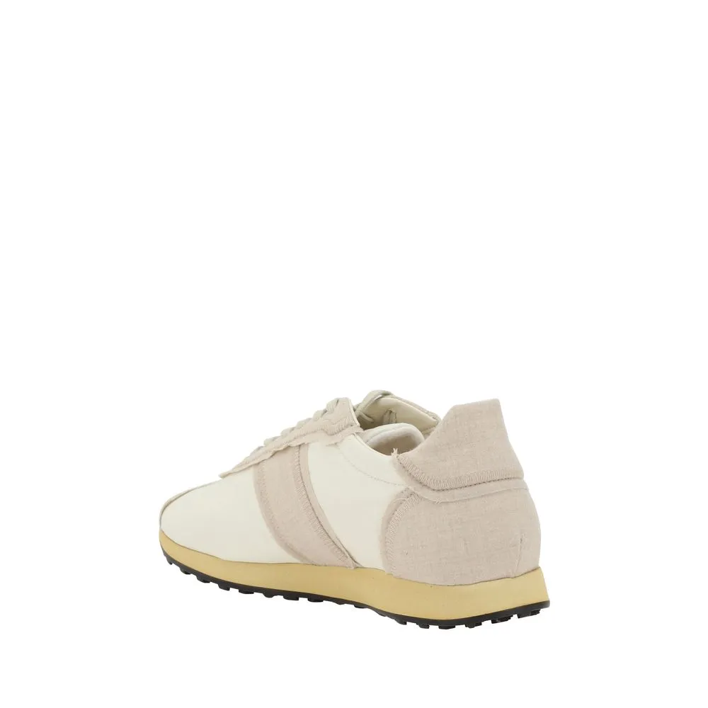 The Row Moveo Women Ivory Sneakers Cashmere Nylon Low Top Casual Trainer Shoes