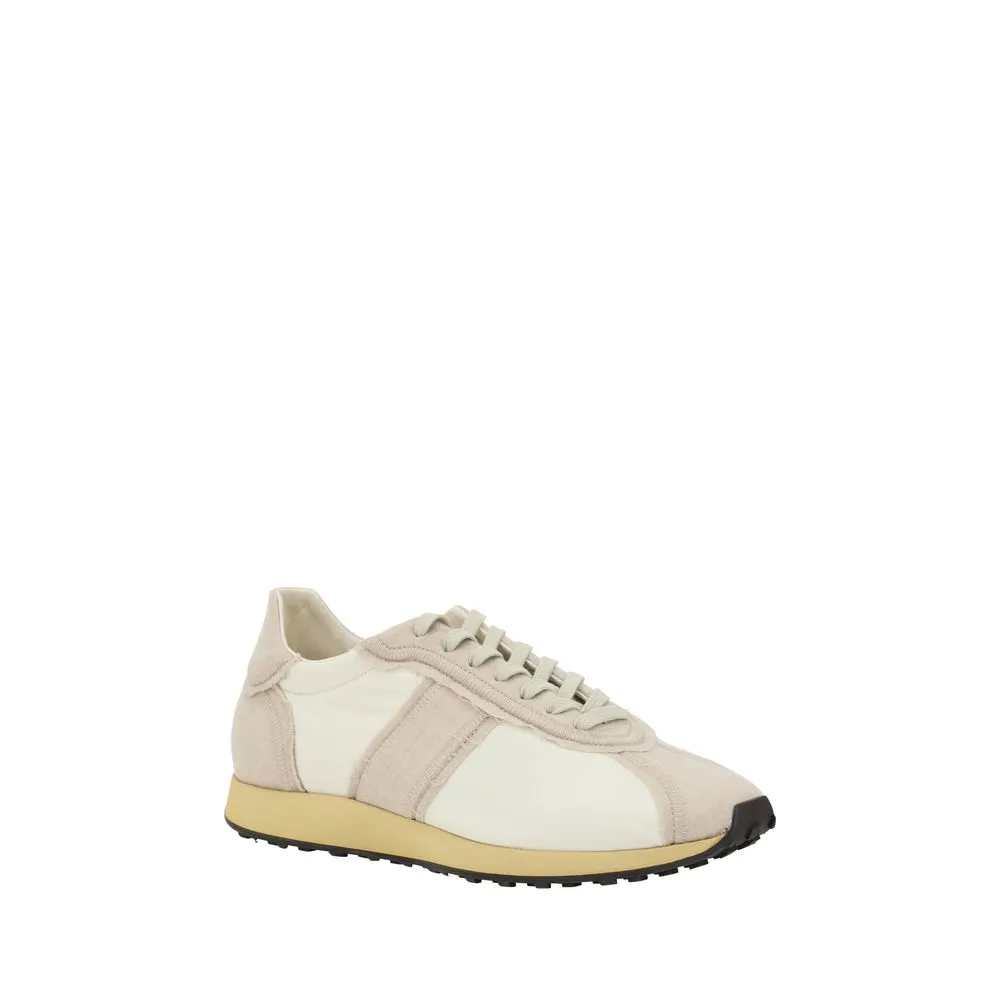 The Row Moveo Women Ivory Sneakers Cashmere Nylon Low Top Casual Trainer Shoes