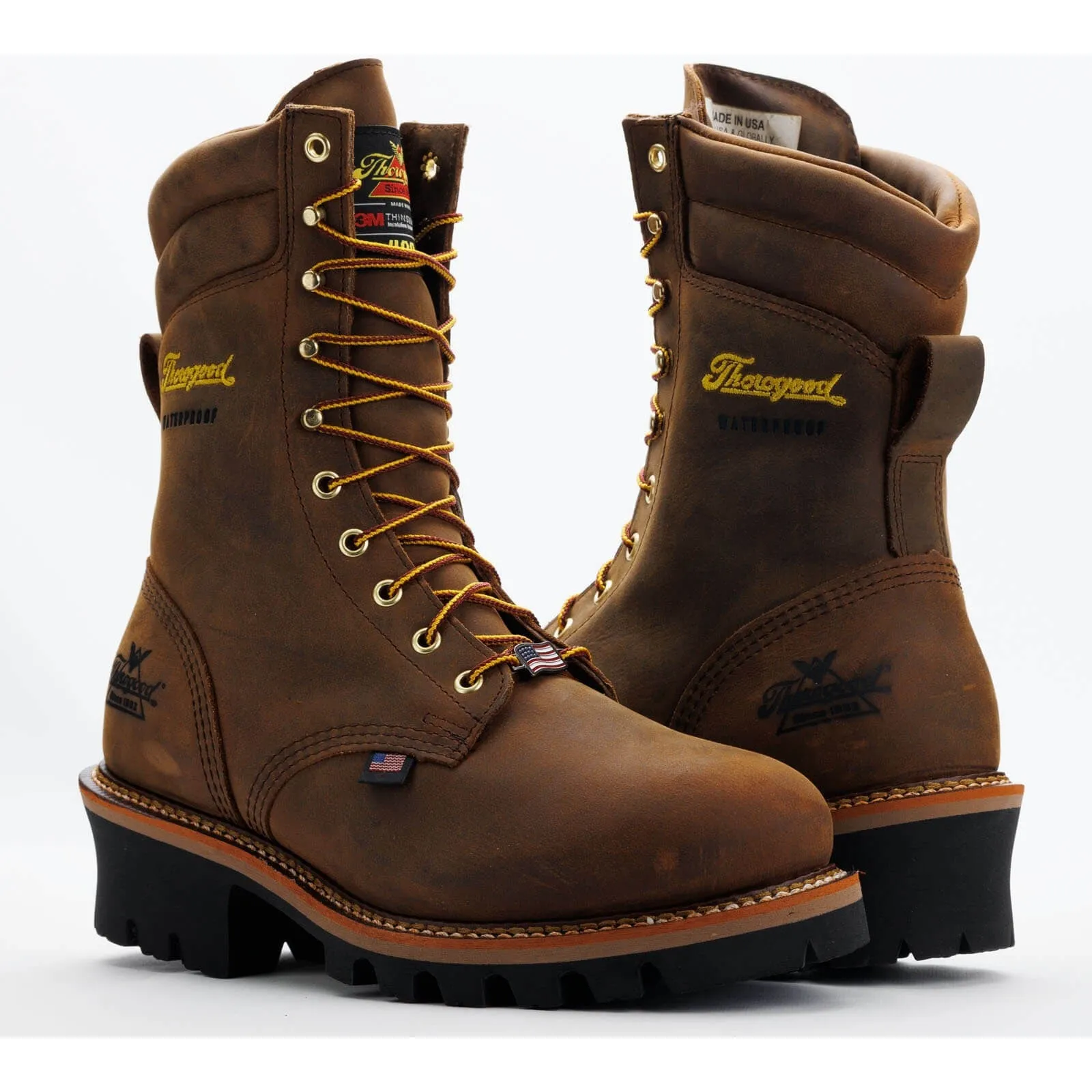 Thorogood Men's Logger Series 9" Round Toe Waterproof 400G Work Boot -Horse- 814-3554