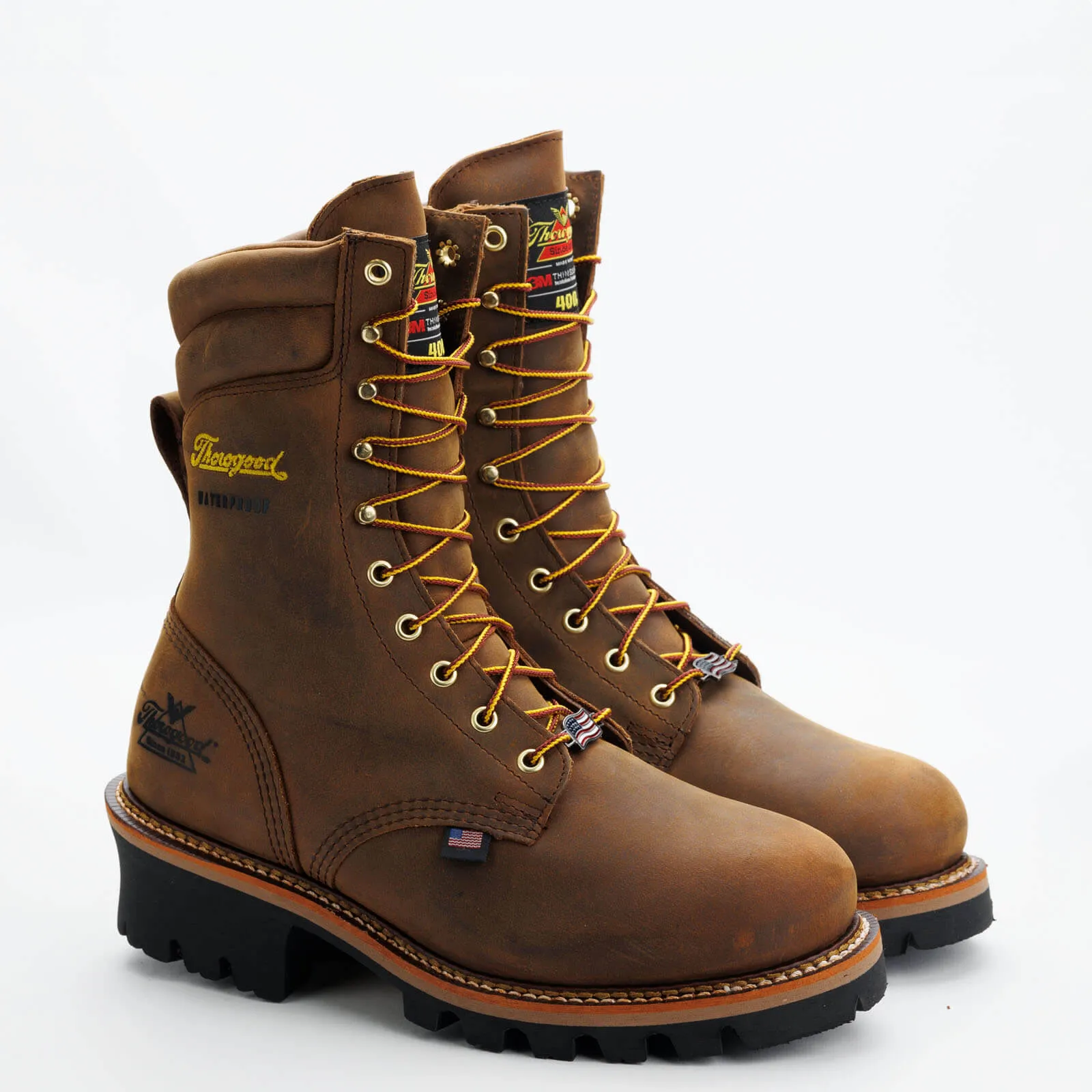 Thorogood Men's Logger Series 9" Round Toe Waterproof 400G Work Boot -Horse- 814-3554