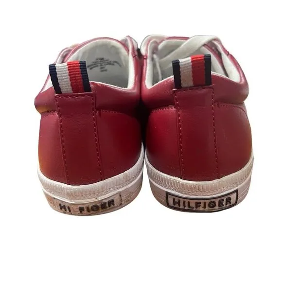 Tommy‎ Hilfiger Red Leather LaceUp Stripe Sneaker Size 7.5M