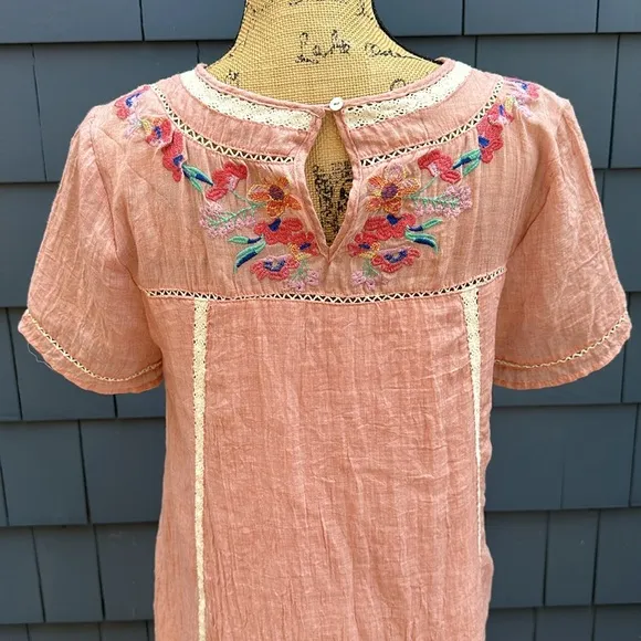 🧡🧡🧡Umgee embroidered dress cotton pink crochet detail medium