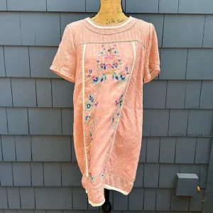 🧡🧡🧡Umgee embroidered dress cotton pink crochet detail medium