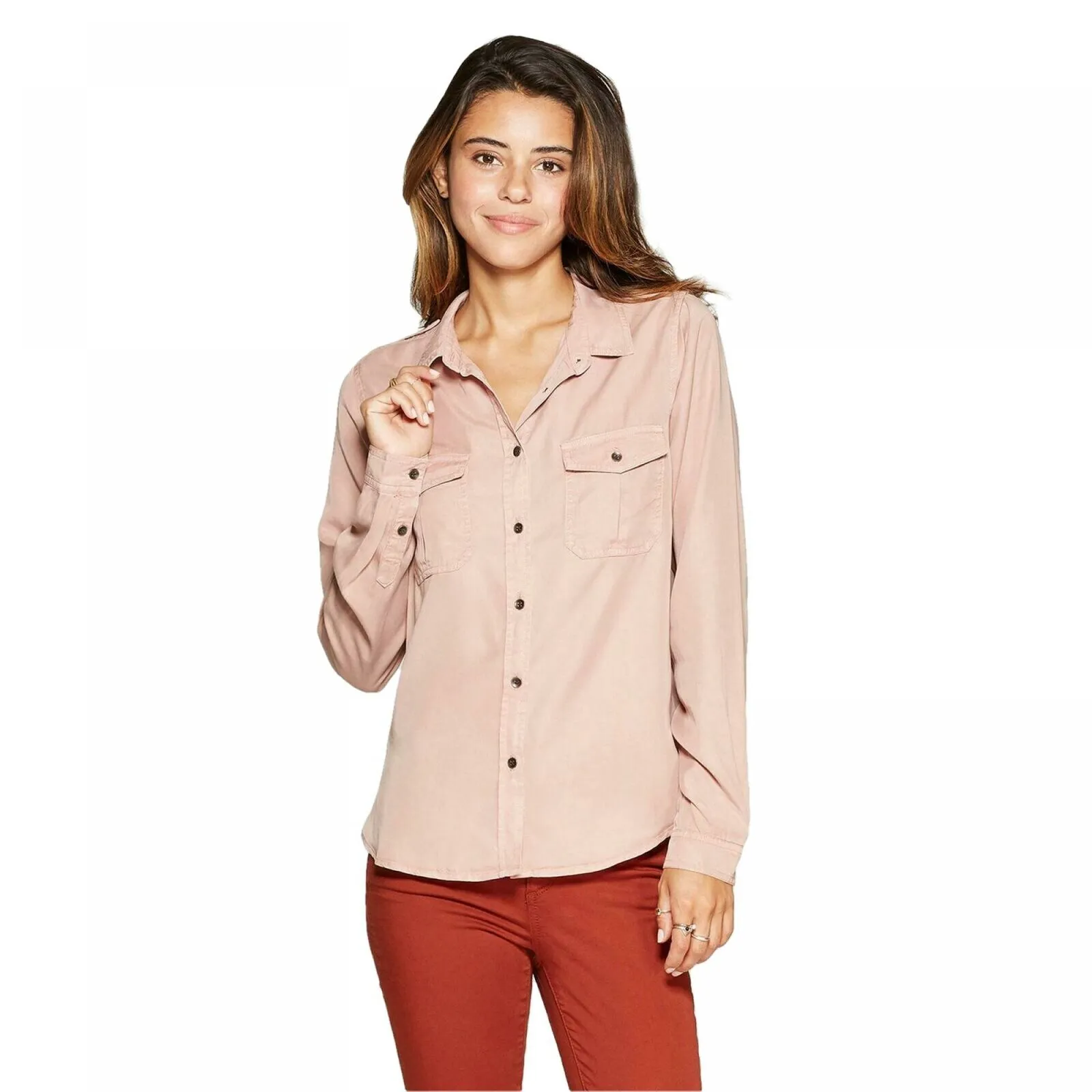 Universal Thread Women's Long Sleeve Pigment Dyed Soft Twill Shirt
