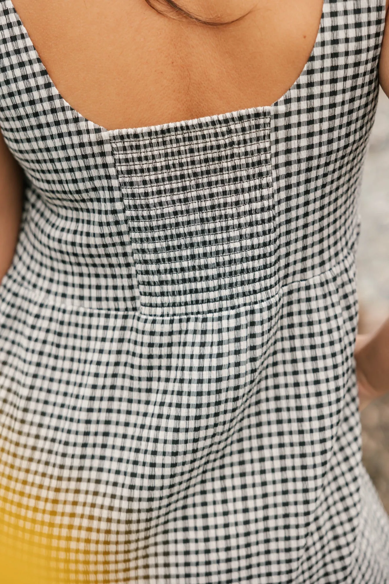 Valentina Midi Dress in Black/White Gingham