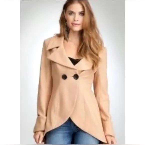VENUS Camel Tan Blazer Pea Coat Wool Fall Jacket